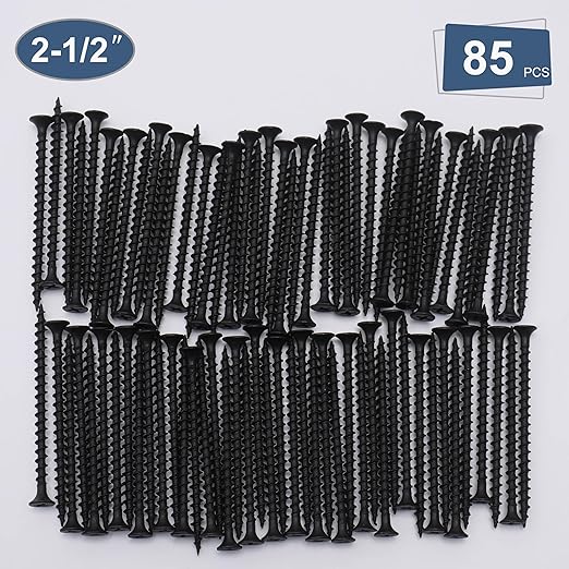 85pcs #8 횞 2-1/2 inch High Hardness Drywall Screws, Black, Coarse Thread, Phillips Drive, Bugle Head, Black Wood Screws, Wood and More