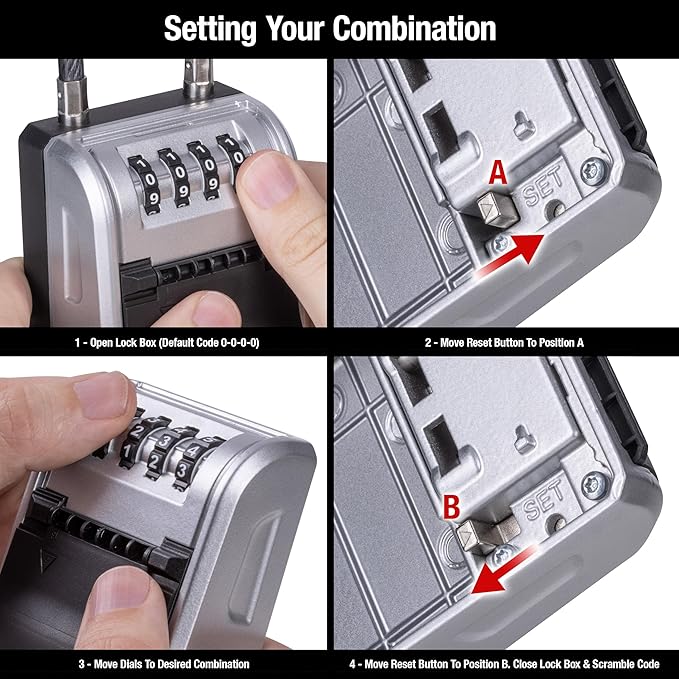 Master Lock High Capacity Key Lockbox, Combination Dial, Removable Cable