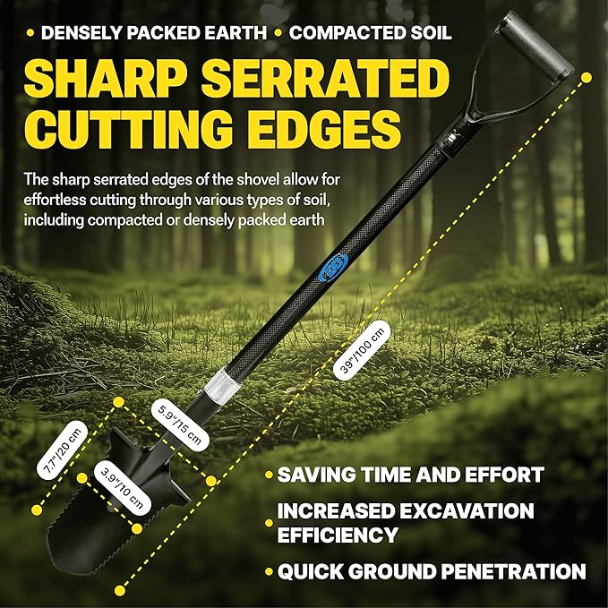 CKG Carbon Metal Detecting Set - Spade Shovel, Hand Shovel Digging Tool, Pouch Bag ??Lightweight and Durable Shovels for Digging Treasure Hunting,Set
