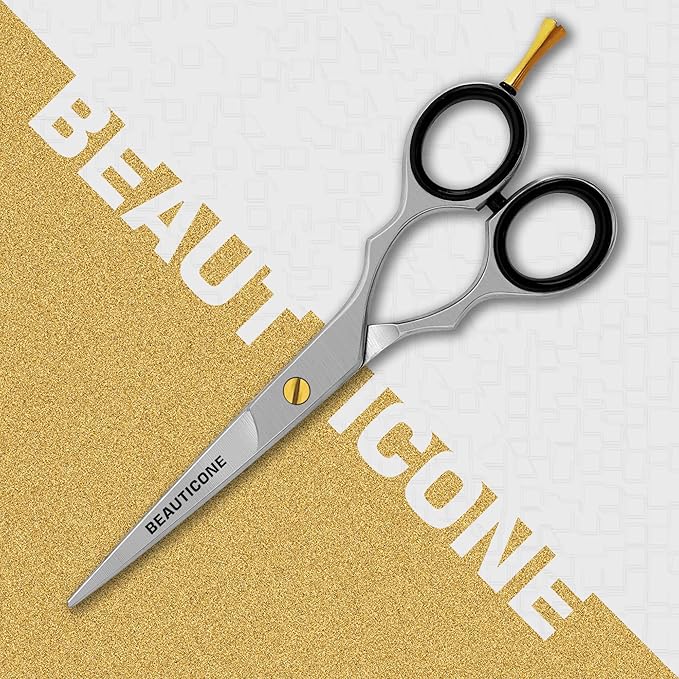 BEAUTICONE 짰 Hair Cutting Scissors - Professional Barber-Grade Salon Shears with Serrated & Razor Edge - Silver Premium & Extra Accs - Ultra Lightweight