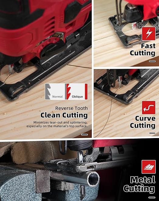 EZARC Jigsaw Blades Set 30pcs with Storage Case, Assorted T-Shank Replacement Jig Saw Blades for Cutting Wood, Plastic and Metal
