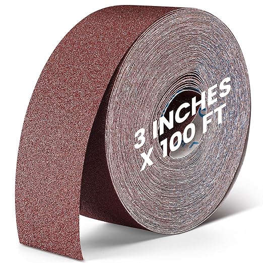 60 Grit Abrasive Sandpaper Roll 3''x100 ft Long Roll of Emery Cloth Sand Paper Sanding Belt Aluminum Oxide for Drum Sander Continuous Sandpaper Wood Furniture Wet and Dry Sanding