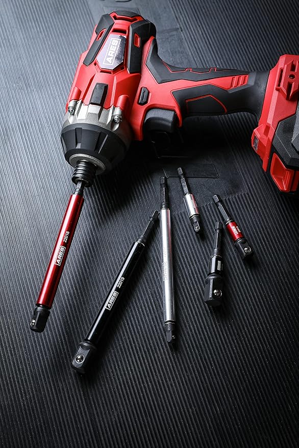 ARES 22013-6-Piece 3-Inch and 6-Inch Impact Grade Socket Adapter Set with Color Sleeve - Turns Impact Drill Drivers into High Speed Socket Drivers - 1/4-Inch, 3/8-Inch, and 1/2-Inch Drive
