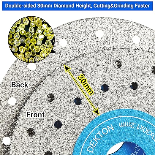 LOZLIN 3PCS 115MM Vacuum Brazed Ultra-Thin Multi-Pore Flat Abrasive Sheet Disc for Porcelain Glass Ceramic Tile Granite Marble Diamond Saw Blade (Blue and White, Porous, 3)