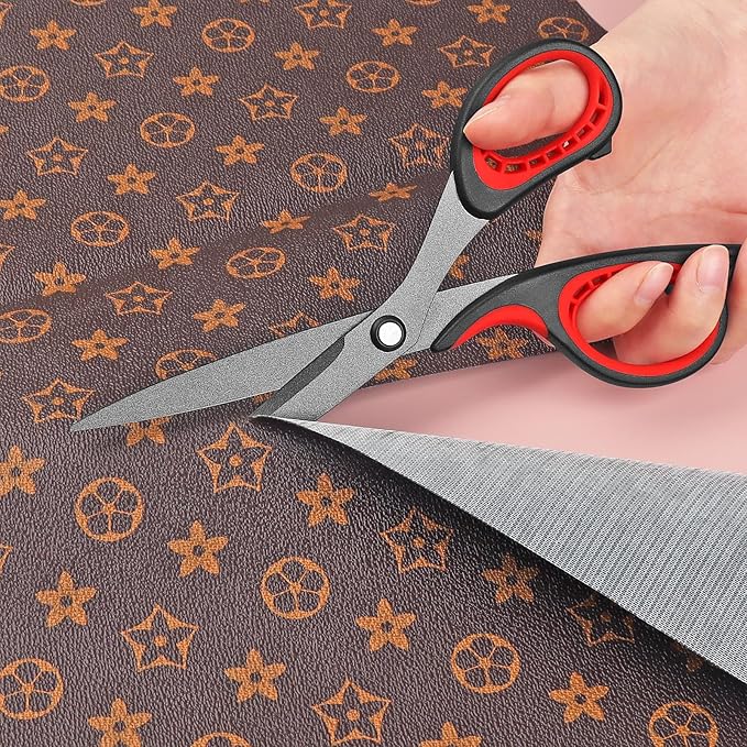 Titanium Scissors Set, Sharp Stainless Steel Blades, Soft Grip Handles, Ideal for Home, Office, School and Crafts, Red Black/Yellow Black 2 Piece Set