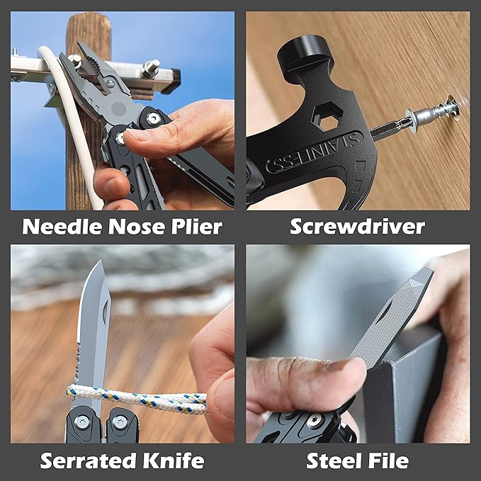 RUSH DEER 14-in-1 Multitool, Gifts for Dad, Mini Hammer Multitool, Small Hammer Tool, Survival Gear and Supplies, Christmas Gift for Boy Husbands