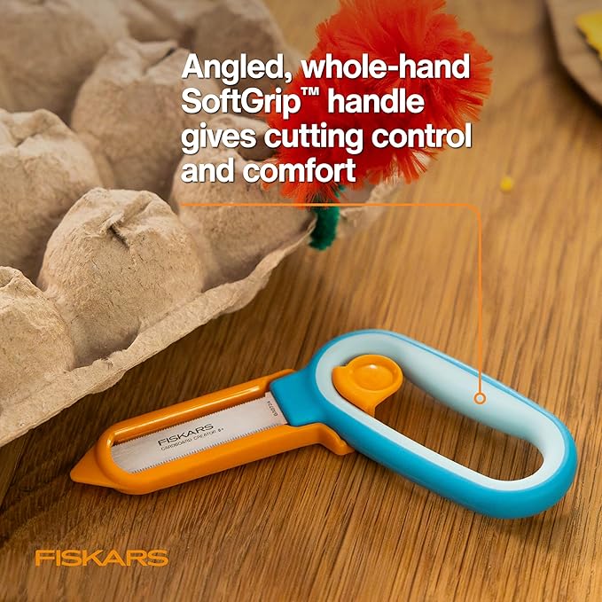 Fiskars Kids Cardboard Creator ??Safer Cardboard Cutting Tool with Ergonomic SoftGrip Handle, For Craft and School Supplies, 5 inches