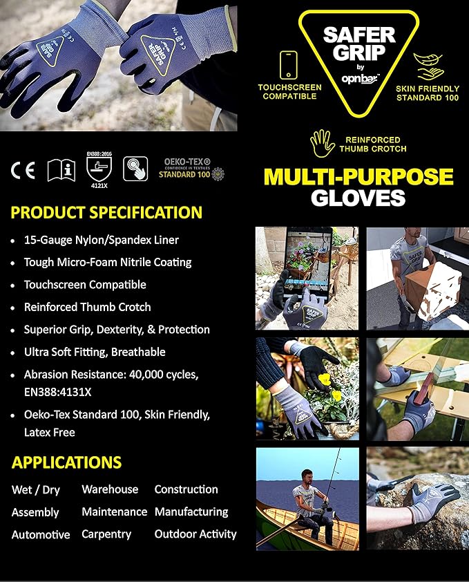 OPNBar Version 4 (1 Pack) Large Mouth Leverage Bar - for Shipping Container Doors - with SAFER GRIP Gloves