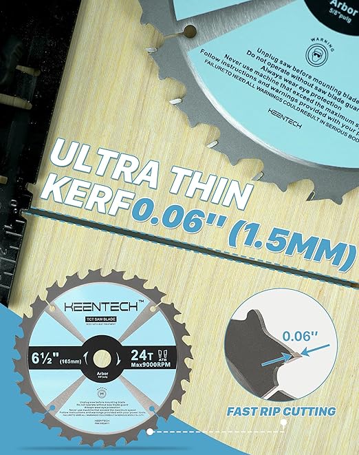 KEENTECH 6-1/2" Dia. by 5/8" Bore 24 Tooth Framing Circular Saw Blade 3-Pack, Tungsten Carbide Tipped, ATAF Grind