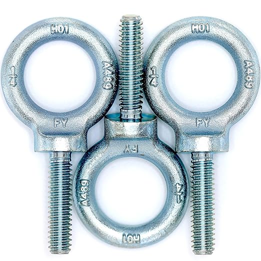 3 Pcs Lifting Shoulder Eye Bolts 1/4"-20 X 1 |Blue Bright Zinc Plated