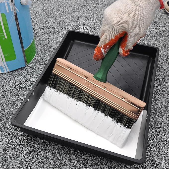 Deck Stain Brush, 9 Inch Deck Paint Brush with Threaded Handle for Extension Pole, Wide Large Brushes for Staining Wood, Fence, Walls, Lime Wash Paint Brush