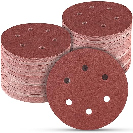 100 PCS 6 Inch Sanding Discs 180 Grit, 6 Hole Hook and Loop Sandpaper, Round Orbital Sand Paper Discs for Sander