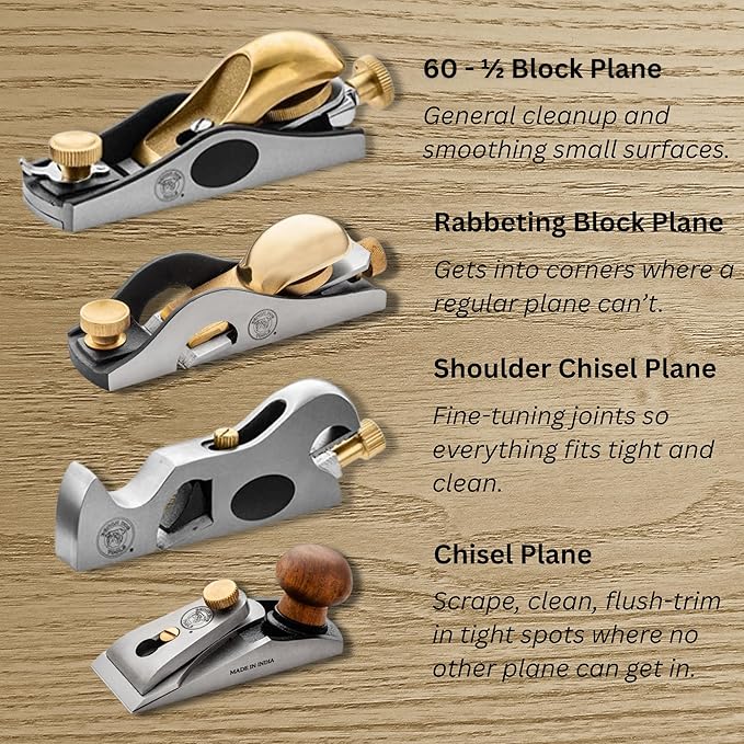 Bench Dog No. 60-1/2 Block Plane – Low Angle Hand Plane - Router Plane w/Adjustable Mouth for Trimming & Adjusting Miters, Joinery, Fitting Doors & Drawers - Wood Plane & Spokeshaves