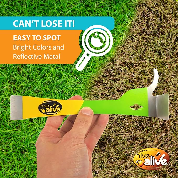 HIVE ALIVE 1 EZ Find Pro HiveTool ??Heat Treated 3mm Thick for Lasting Strength - Beekeeper Tools for Prying, Lifting, and Scraping. Its Multi-Color Easily Stands Out in Green Vegetation and Scrub