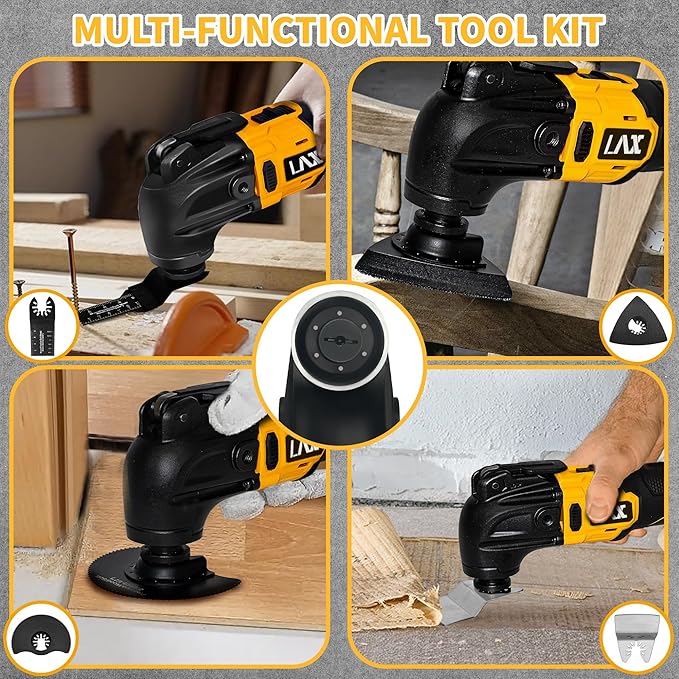 Oscillating Multi Tools for Dewalt 20V Battery, Multi-Use Cutting and Sanding Tool, 4째Oscillation Angle, 6 Variable Speeds, Quick-fit Blade Design with 22pcs Accessories for Cutting, Sanding, Scraping