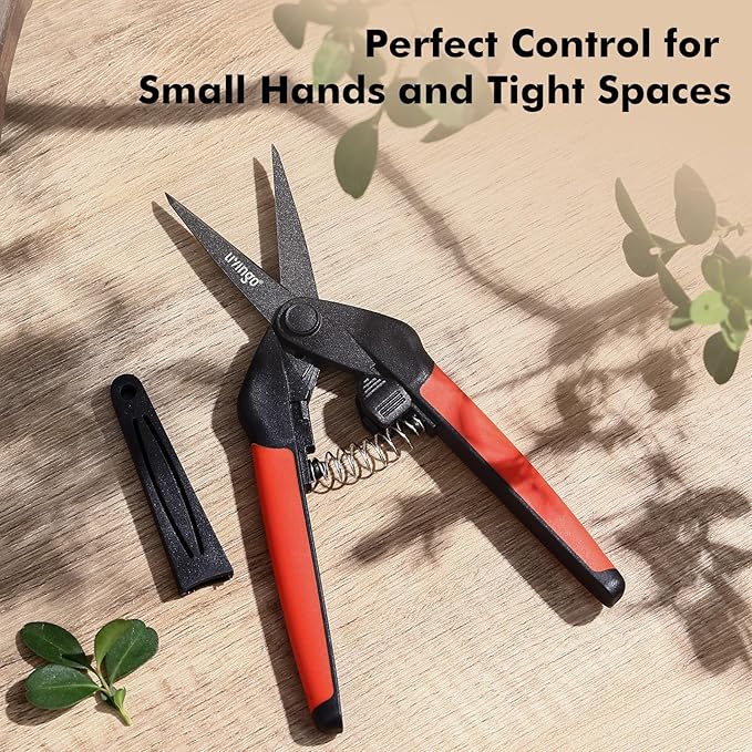LIVINGO Sharp Garden Pruning Shears - 2 Pack 6.5??Spring Loaded Handles, Non-Stick Teflon Coated Stainless Steel Blades Scissors for Trimming Plant, Flower