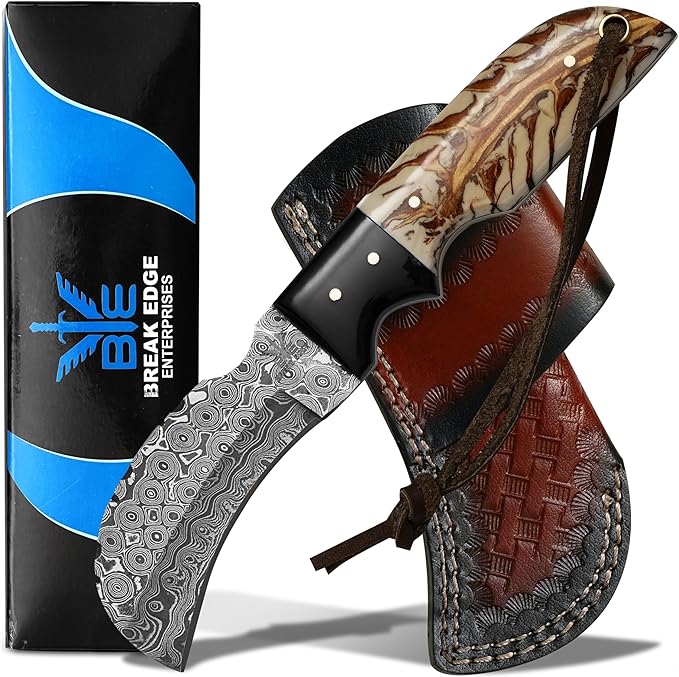 Handmade 1095 Steel Lineman’s Hawkbill knife with Leather sheath, Heavy Duty Utility Knife blade Electrician Wire Skinning knife for professional.