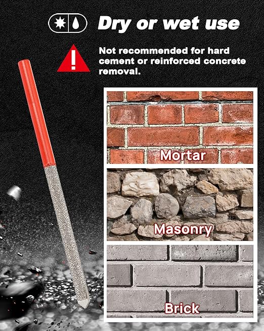 DT-DIATOOL Diamond Mortar Raking Bit - Tuck Pointing Bit with Carbide Tipped for Granite Marble Concrete Masonry Stone Removals Vacuum Brazed Bit (7.2 * 74mm)*5
