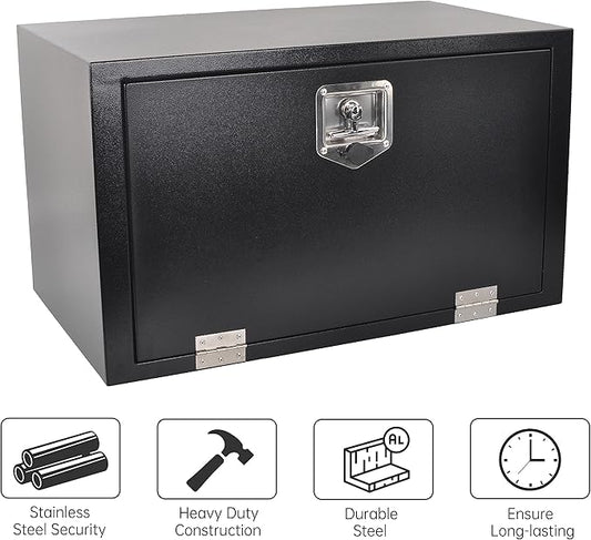 Steel Truck Tool Box, 30’’ Underbody Truck Toolboxes for Trailer, Rv -Black（30x18x18 Inch）