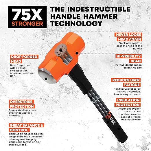 Groz 34516 30" Indestructible Sledge Hammer, 14 lb