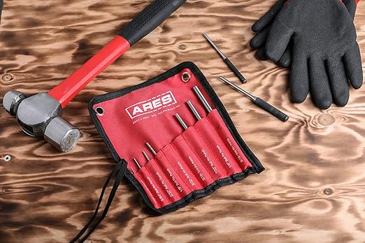 ARES 10021 ??9-Piece Roll Pin Punch Set ??Durable Heat Treated and Drop Forged Steel Pin Punches with Pouch -Ideal for Automotive Repair, Gunsmithing, Craft Work, and Jewelry Repair