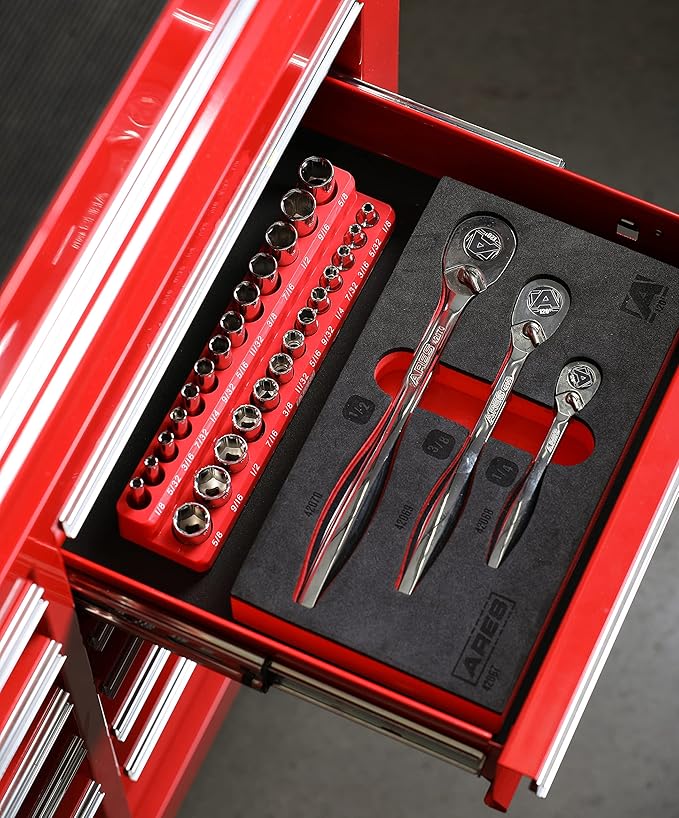 ARES 42067 ??120 Tooth Ratchet Set ??1/4-Inch, 3/8-Inch, and 1/2-Inch Drive - 3 Degree Swing Arc ??Reversible Ratcheting Mechanism - Ergonomic Handle and Professional Gear Structure