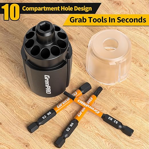 20Pcs Allen Wrench Drill Bit Set, 1/4??Hex Screwdriver Bit Set, S2 Steel Impact Driver Bit Set with Storage Organizer, CNC Machined Tips with Magnetism