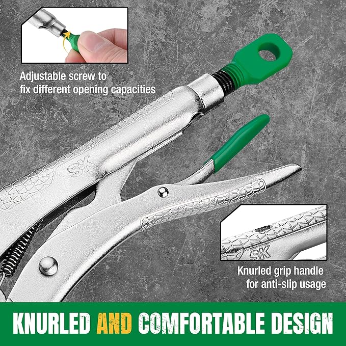 SK 11" C-clamp Locking Pliers with Regular Jaws, Premium CR-V Construction, Ergonomic Anti-slip Handle