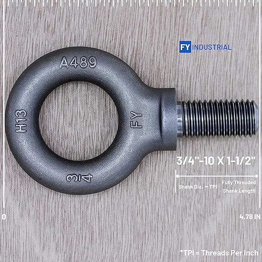 Box of 4 Pcs Lifting Shoulder Eye Bolts 3/4"-10 X 1-1/2"