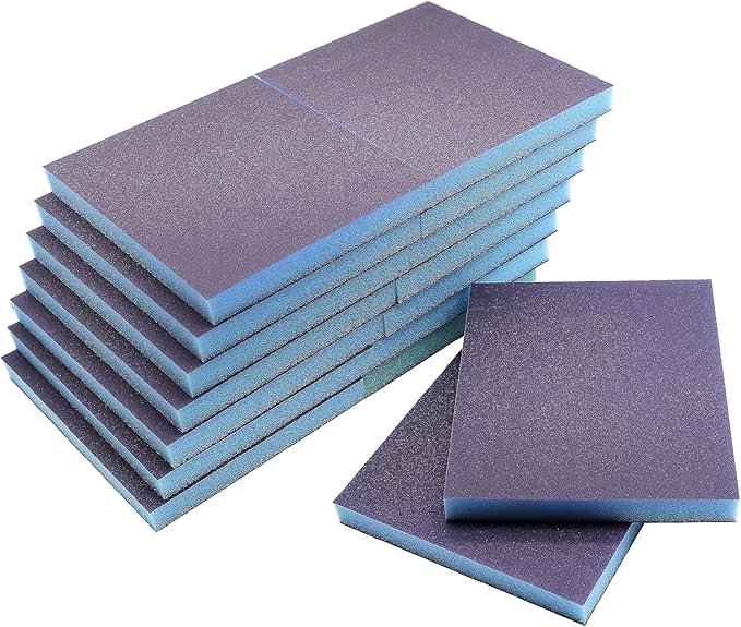 16Pcs 220 Grit Sanding Sponge, Jamiikury Sanding Blocks Washable and Reusable, Wet Dry Sandpaper Sponge for Wood Metal FurniturePaint and Drywall
