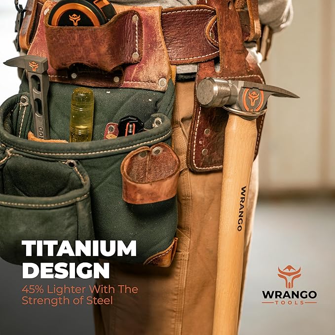Wrango Tools Titanium Nailing Hammer ??14oz Head, 14.5in Wood Handle, Smooth Face, 38mm Diameter Pole