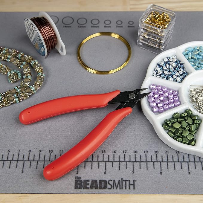 The Beadsmith Heavy Duty Side Cutter, 5 inches (127mm) with red Comfort Grip Handle and no Spring, Tool for Jewelry Making, Electronics or Micro Mechanics