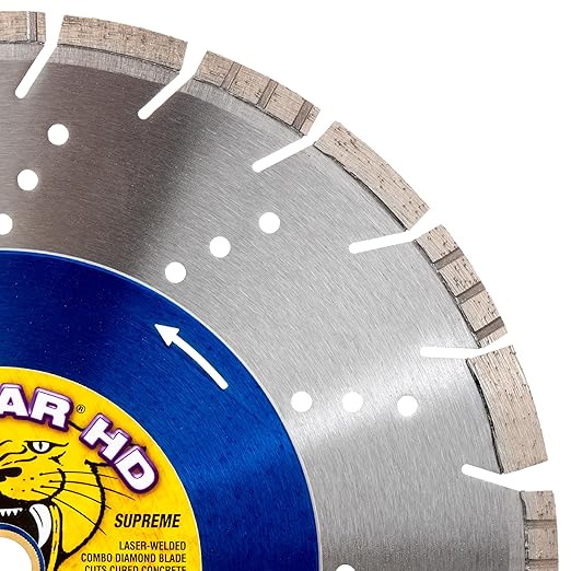 Cougar HD 14 Inch Concrete Diamond Blade, Supreme Heavy-Duty Segmented Blade, Dry/Wet Combo Cutting Reinforced Concrete, Asphalt, Stone 1"-20mm Arbor