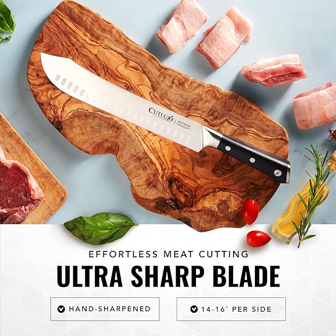 Cutluxe Butcher Knife ??10??Bullnose Carving Knife, Forged High Carbon German Steel ??Full Tang & Razor Sharp ??Ergonomic Handle Design, Grilling Gifts for Men ??Artisan Series