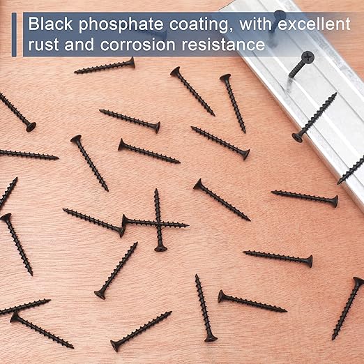 150pcs #6 횞 1-5/8 inchs High Hardness Drywall Screws, Black, Coarse Thread, Phillips Drive, Bugle Head, Black Wood Screws, Wood and More