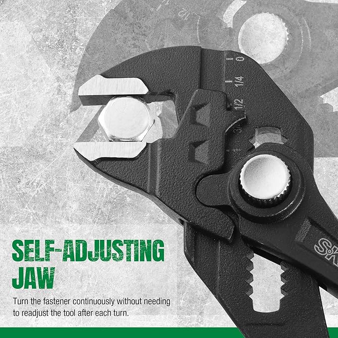 SK 7.5-Inch Pliers Wrench, Premium CR-V Construction, Smooth Parallel Jaws with Comfortable Grips