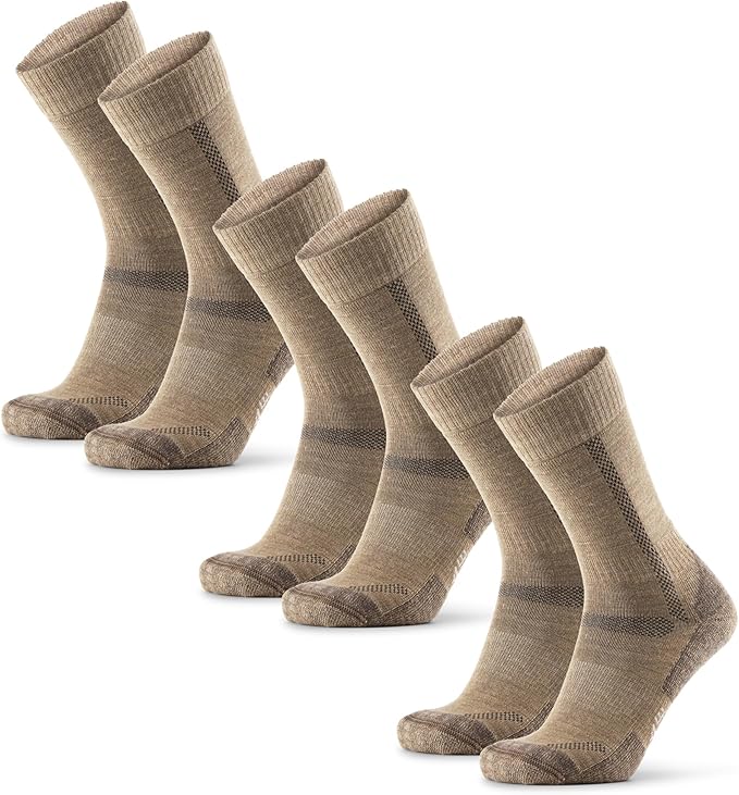 DANISH ENDURANCE Merino Wool Hiking Crew Socks for Men & Women, Cushioned Anti-Blister, Breathable - 3 Pairs