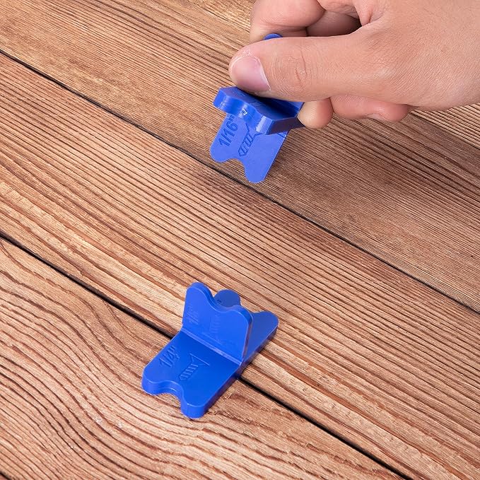 8 Pcs ABS Deck Spacer Tool,4 Thicknesses Deck Board Spacers(1/16", 1/8", 3/16", 1/4"),Blue Deck Spacers Assorted for Pressure Treated Composite Decking