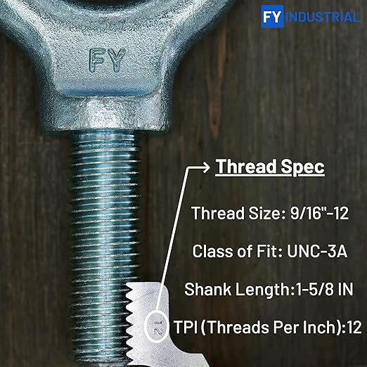 Lifting Shoulder Eye Bolt 9/16"-12 X 1-5/8" |Blue Bright Zinc Plated