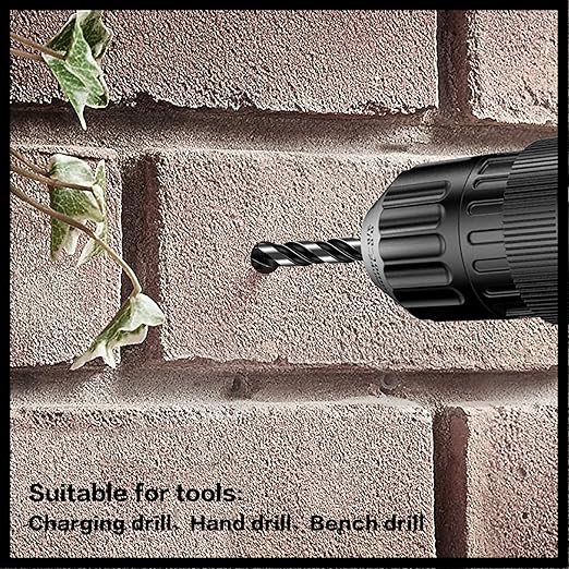 10-Piece Masonry Drill Bit Set for Concrete Tile Glass Ceramic Brick,1/8 to 1/2 Inch Drilling Bits with Triangle Handle,Tungsten Steel Alloy Tip.（Black）
