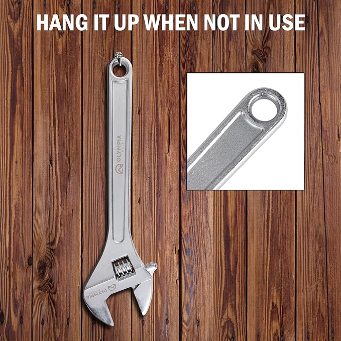 Olympia Tools 18" Adjustable Wrench, Heavy Duty Drop Forged Steel, Chrome Plated, Precision Machined Jaws, Rust Resistant