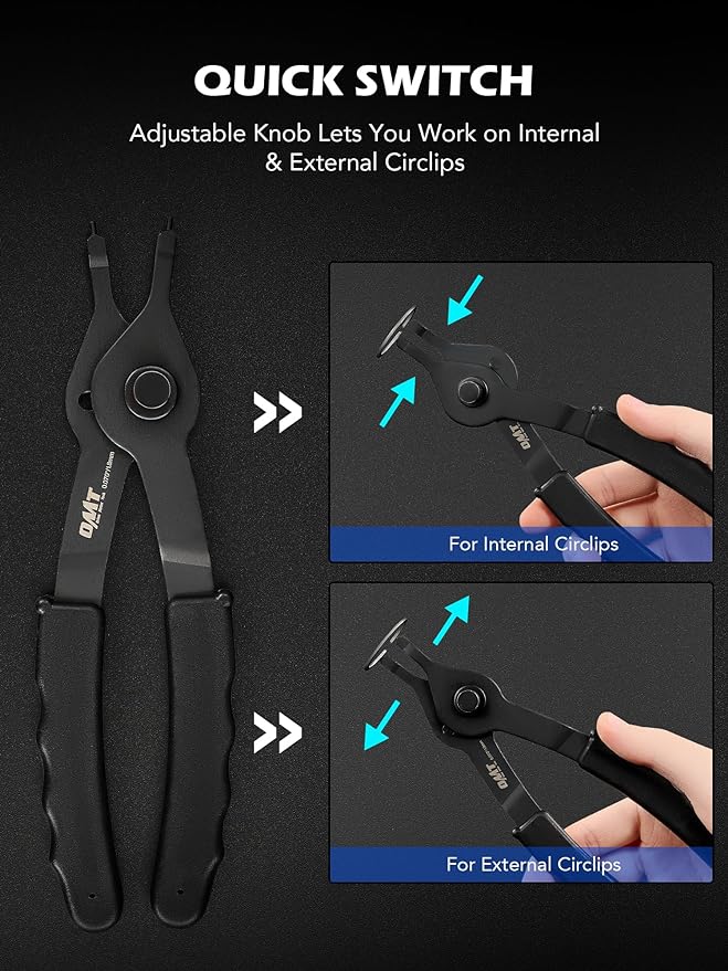 Orion Motor Tech 10pc Snap Ring Pliers Set, Internal & External Circlip Pliers With Bent & Straight Pliers, Hook Pick, Heavy Duty Removal Tool, Storage Case & Gloves
