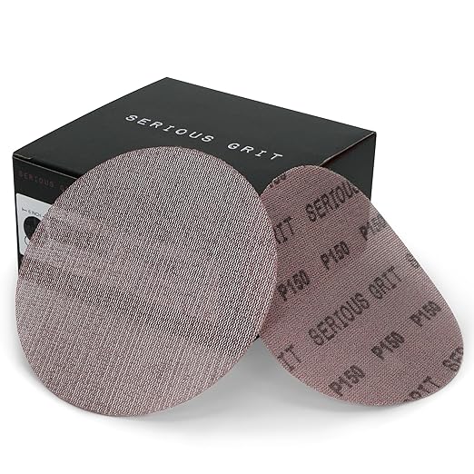 Serious Grit - 6-Inch 150 Grit Ceramic Mesh Sanding Discs - Hook & Loop Dust-Free Net Abrasive for Wood, Drywall, Paint, Auto Body - Long Life Ceramic Grain - Universal Fit 125mm Sandpaper - 50 Pack