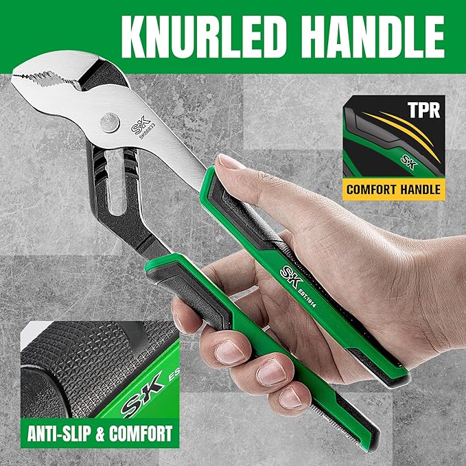 SK 2-Piece Pliers Set, 8-Inch Slip Joint & 10-Inch Groove Joint Pliers, Premium CR-V Construction, Ergonomic Anti-slip Handle for Comfortable Grip