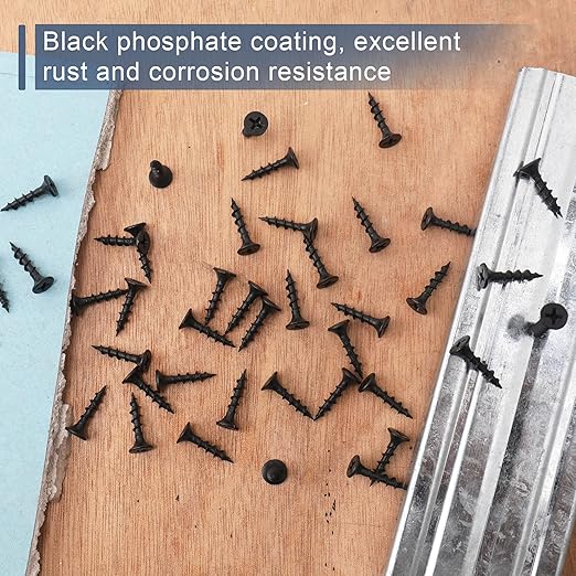 280pcs #6 횞 3/4 inch High Hardness Drywall Screws, Black, Coarse Thread, Phillips Drive, Bugle Head, Black Wood Screws, Wood and More (3/4 in, 280)