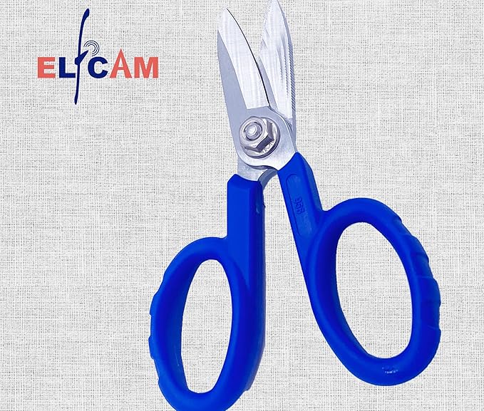 Elfcam짰 - Kevlar Scissors for Fiber Optics, Super Multi Cutter Made in High Carbon Alloy Steel, Serrated Blade Shear for Gripping Materials, Manufactured by Nusharp (KS-1)