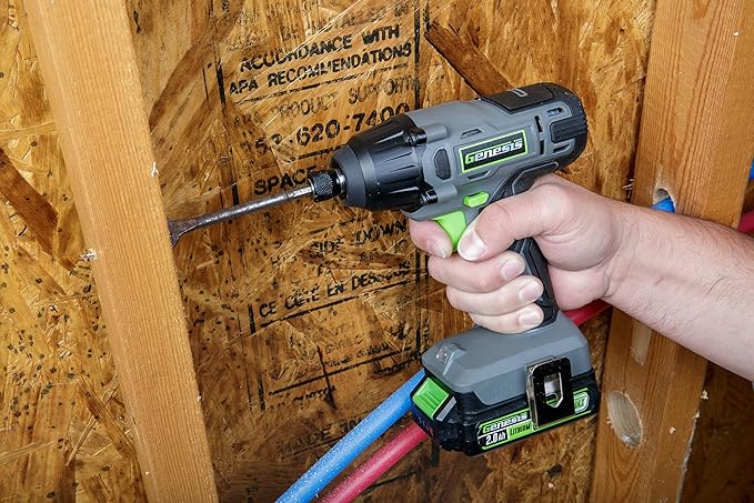 Genesis G20MAX 20V Cordless 1/4" Impact Driver with Battery and Charger 2.0Ah, 1600 in-lbs (GLID20B)