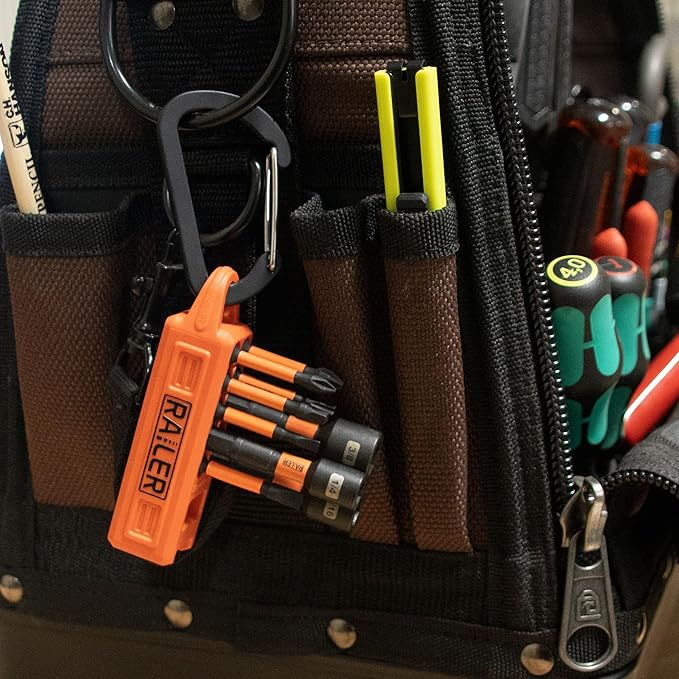 Screwdriver Magnetizer Bit Holder Organizer ??Railer 10-Hole Magnetizer/Demagnetizer Bit Organizer Holder with Carabiner