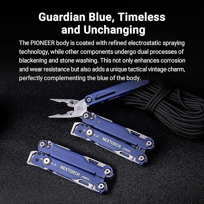 NEXTORCH PIONEER MT20 14-IN-1 Multi-tools Full-Size,Multi-tool Set with Scissors Needle Nose Pliers Pocket Clip Multi-tool for DIY Home Outdoors Everyday Carry Men Gift Color (BLUE with Glass Breaker)