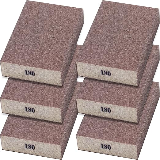 6Pcs Sanding Sponge 180 Grit Fine Blocks for Pot Brush Pan Brush Metal Sanding Wood Sanding Washable&Reusable N-G-001-180